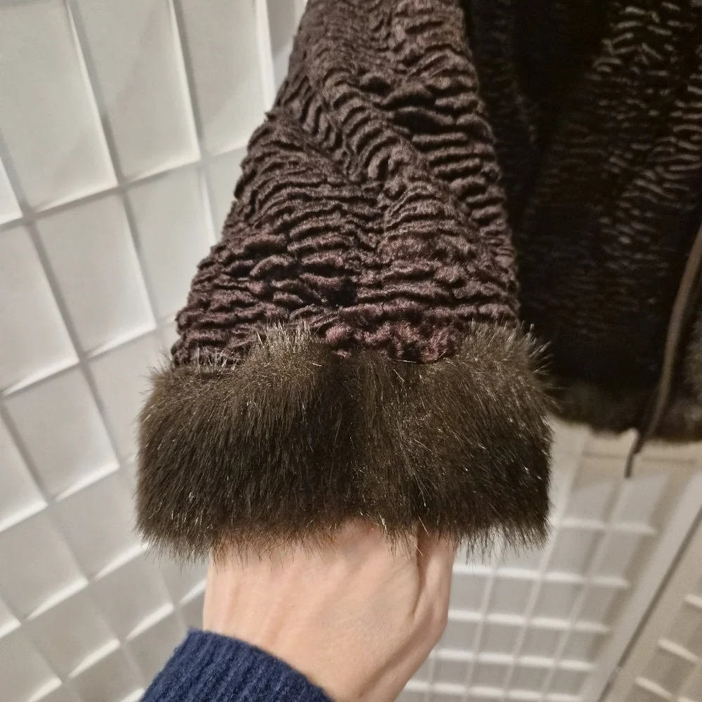 Vintage Brown Faux Fur Coat Sz L - Picture 3 of 15